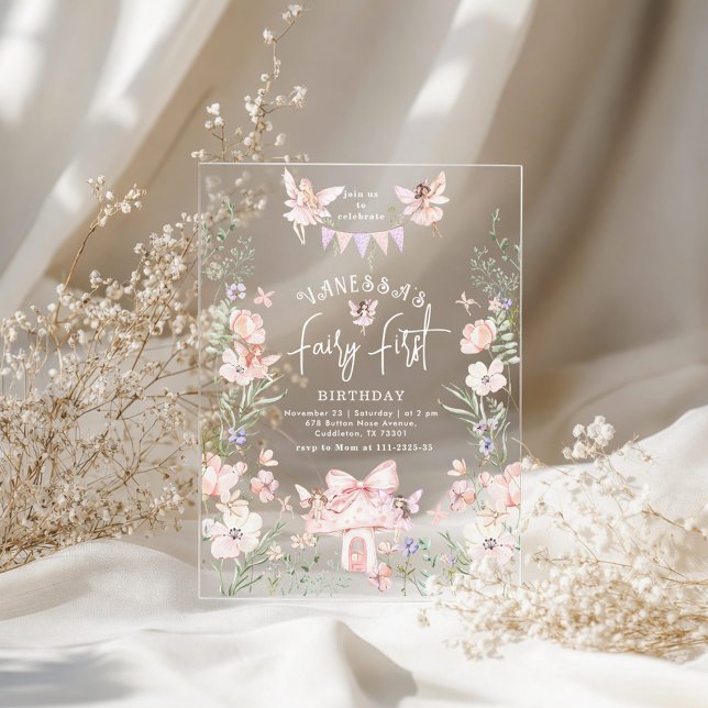 Invitaciones Acrílicas Whimsical Fairy First Birthday Enchanted forest (Subido por el creador)