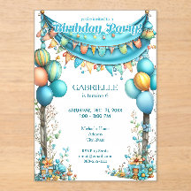 Whimsical Fun Teal Birthday 
