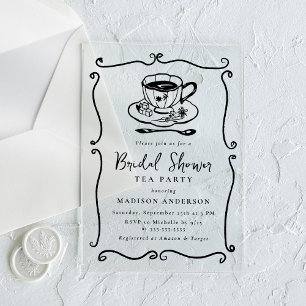 Invitaciones Acrílicas Whimsical Vintage Bridal Shower Tea Fiesta