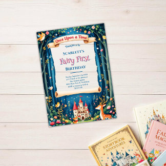 Invitaciones Acrílicas Whimsical Woodland Castle Fairy First Birthday