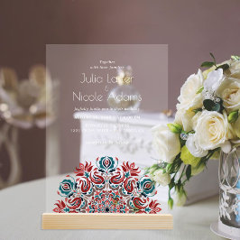 Invitaciones Acrílicas Whispers Lake Swan Lotus Flowers Mandala Boda