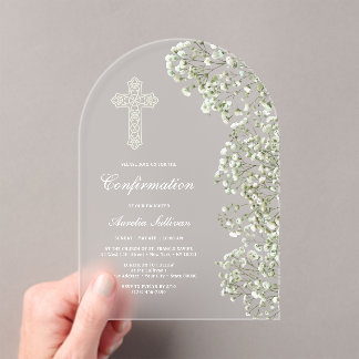 Invitaciones Acrílicas White Baby's Breath Arch Confirmation