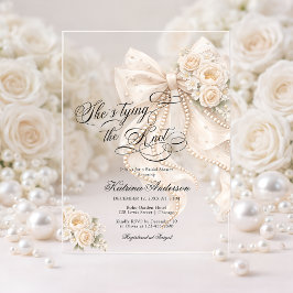 Invitaciones Acrílicas White Bow She's Tying the Knot Bridal Shower