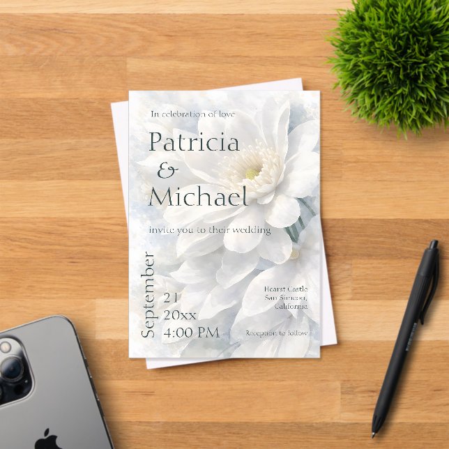 Invitaciones Acrílicas White Ivory Quiet Luxury Romantic Elegant Wedding  (Insitu (Tarjeta de Invitación))