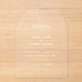 Invitaciones Acrílicas White Minimal Elegant Wedding
