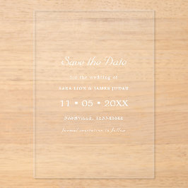 Invitaciones Acrílicas White Minimal Modern Save the Date Card