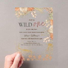 Invitaciones Acrílicas Wild One flores silvestres Baby Shower