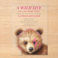 Wild One Lightning Bolt Cub Pink Baby Shower