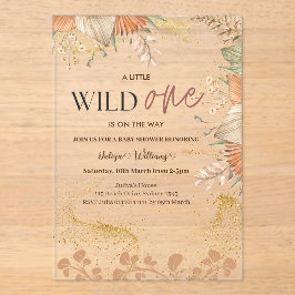 Invitaciones Acrílicas Wild One wild flower Baby Shower