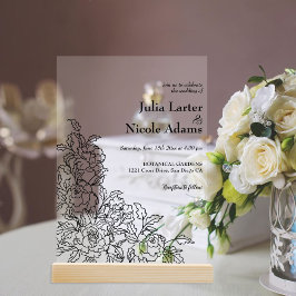 Invitaciones Acrílicas Wild Rose Floral Petals Garden Affair Wedding