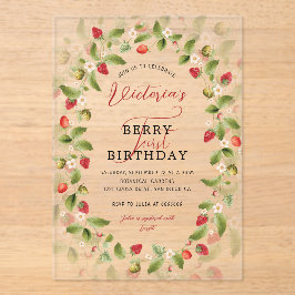 INVITACIONES ACRÍLICAS WILD STRAWBERRY SWEET BABY BIRTHDAY