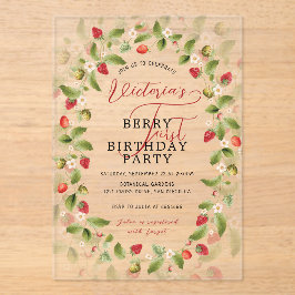 INVITACIONES ACRÍLICAS WILD STRAWBERRY SWEET BABY BIRTHDAY