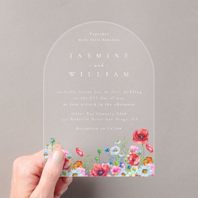 Invitaciones Acrílicas Wildflower Boho Boda (Insitu (portátil))