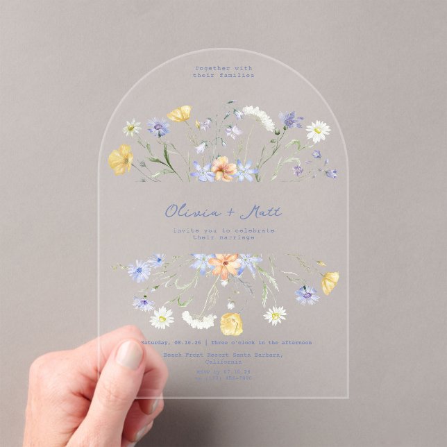 Invitaciones Acrílicas Wildflower Elegant Handwritten Wedding Wedding  (Insitu (portátil))