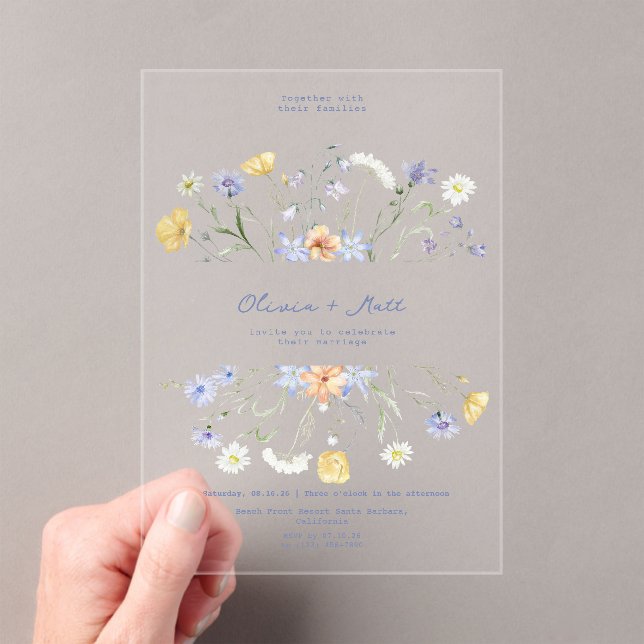Invitaciones Acrílicas Wildflower Elegant Handwritten Wedding Wedding  (Insitu (portátil))