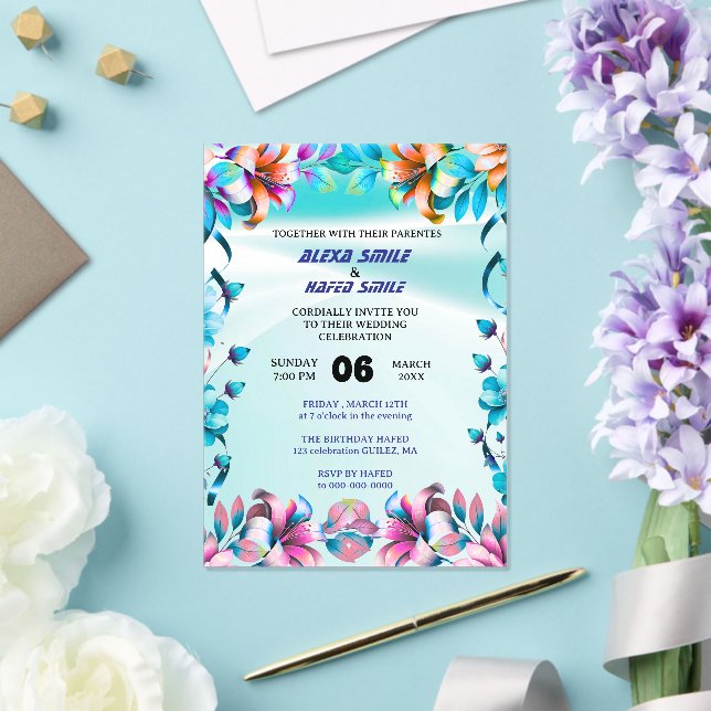 Invitaciones Acrílicas Wildflower Gatefold Wedding Invitation, Pretty Wed (Insitu (Boda))