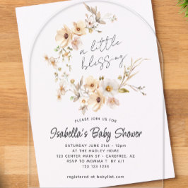 Invitaciones Acrílicas Wildflower Little Blessing Baby Shower