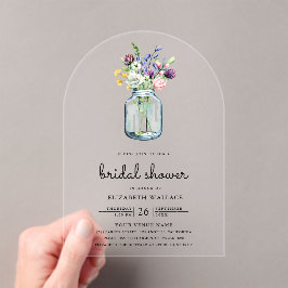 Invitaciones Acrílicas Wildflower Mason Jar Bridal Shower