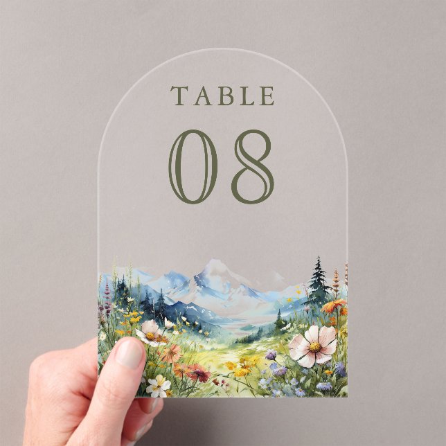 Invitaciones Acrílicas Wildflower Meadow Wedding Acrylic Table Number (Insitu (portátil))
