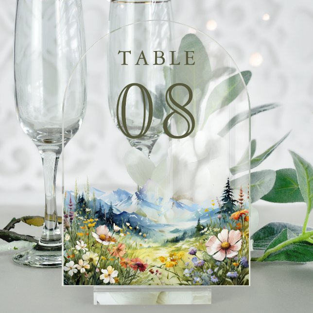 Invitaciones Acrílicas Wildflower Meadow Wedding Acrylic Table Number (Subido por el creador)
