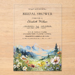 Invitaciones Acrílicas Wildflower Mountain Meadow Bridal Shower