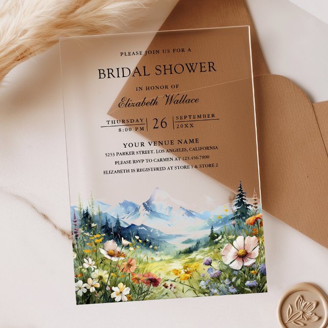 Invitaciones Acrílicas Wildflower Mountain Meadow Bridal Shower (Subido por el creador)