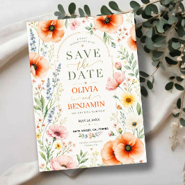 Invitaciones Acrílicas Wildflowers Elegant Floral Romantic Botanical
