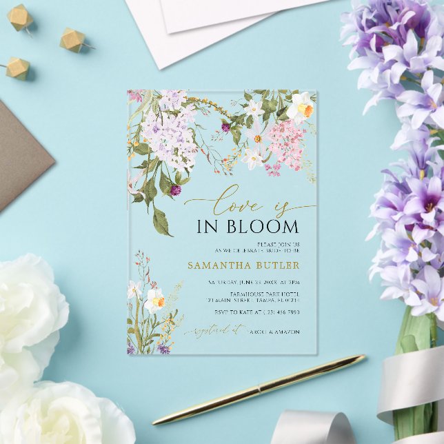 Invitaciones Acrílicas Wildflowers Love is in Bloom Shower Invitation (Insitu (Boda))