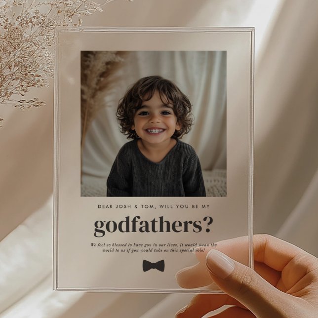 Invitaciones Acrílicas Will You Be My Godfathers Photo Proposal (Zazzle Will You Be My Godfathers Photo Proposal Acrylic Invitations)