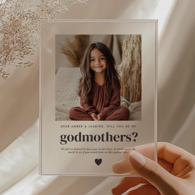 Invitaciones Acrílicas Will You Be My Godmothers Photo Proposal (Zazzle Will You Be My Godmothers Photo Proposal Acrylic Invitations)