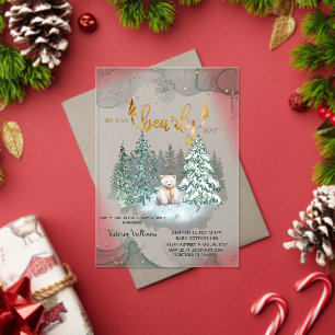 Invitaciones Acrílicas Winter Bear Bearly Wait Baby Shower