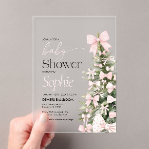 Invitaciones Acrílicas Winter Bow Baby Shower