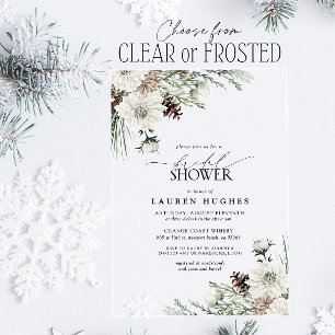 Invitaciones Acrílicas Winter Evergreen Elegant Bridal Shower