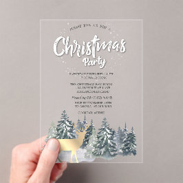 Invitaciones Acrílicas  Winter Landscape Trees Deer Christmas Company