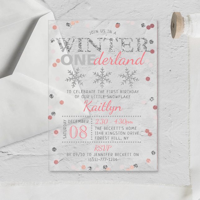 Invitaciones Acrílicas Winter ONEderland Primer cumpleaños (Subido por el creador)