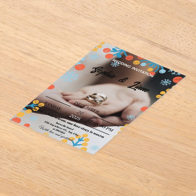 Invitaciones Acrílicas Winter Snowflake Wedding Invitation (Distribución )