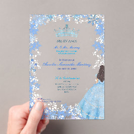 Invitaciones Acrílicas Winter Wonderland Snowflake Quinceañera