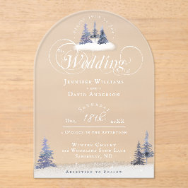 Invitaciones Acrílicas Winter Wonderland Woodland Arch Shape Boda