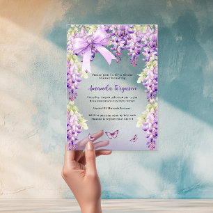 Invitaciones Acrílicas Wisteria púrpura flor arco de mariposa Bridal Show