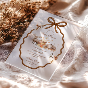 Invitaciones Acrílicas Woodland Baby Shower Gingham Fall