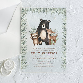 Invitaciones Acrílicas Woodland Forest Animals Gender Neutral Baby Shower