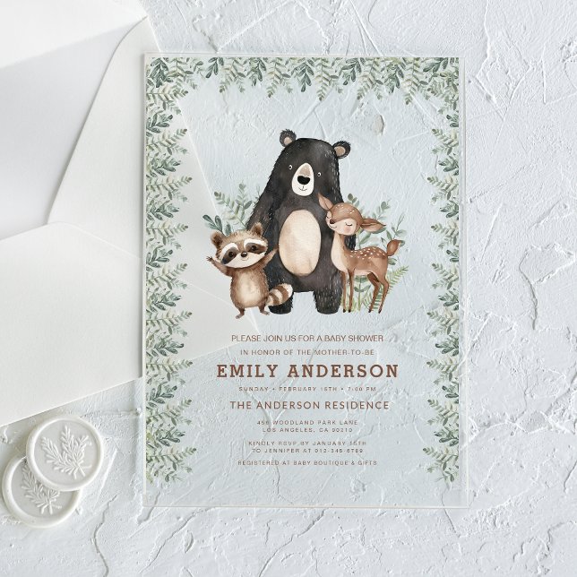 Invitaciones Acrílicas Woodland Forest Animals Gender Neutral Baby Shower (Subido por el creador)