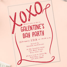 Invitaciones Acrílicas XOXO Hand Drawn Galentine’s Day Party