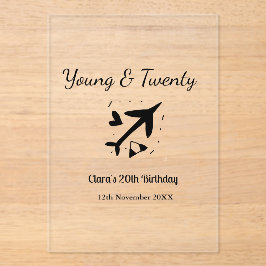 Invitaciones Acrílicas Young and twenty adventure happy birthday add name