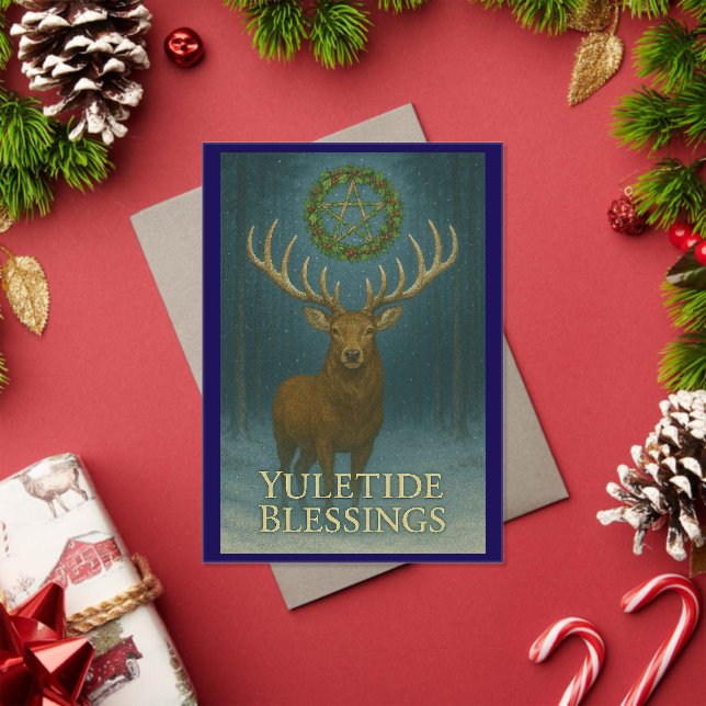 Invitaciones Acrílicas Yuletide Blessings Stag Acrylic Invitation Card (Insitu (Vacaciones))