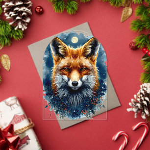 Invitaciones Acrílicas Zorro Acuarela Luna Bosque Animal Estética