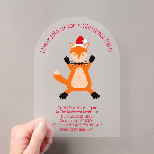 Invitaciones Acrílicas Zorro de Navidad Lindo Personalizado