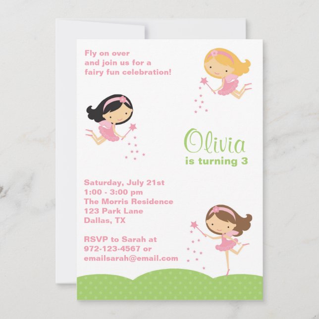 Invitaciones Adorables de Little Fairies (Anverso)