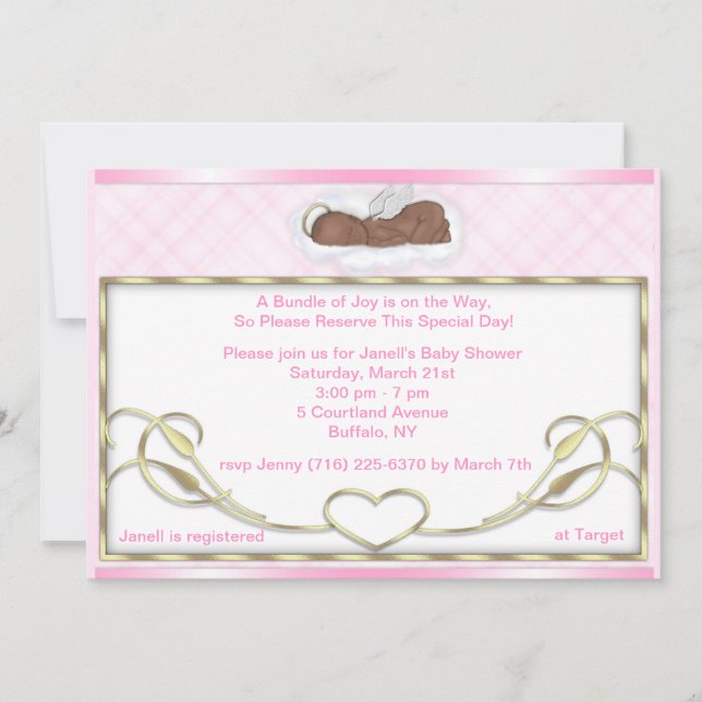 Invitaciones afroamericanas de la ducha del ángel (Anverso)