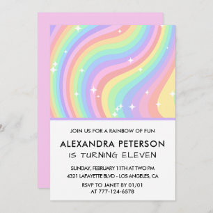 Invitaciones al 11º cumpleaños del Rainbow Pastel 